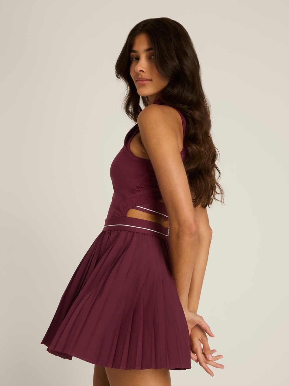 Wilson Winning Tennis Dress Port Royale Burgundy size Small Pleated Unlined - Picture 11 of 14